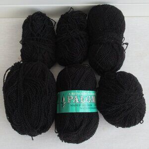 Lot of 5 Skeins VTG Reynolds Kitten Yarn, Acrylic Paloma II Black from Belgium